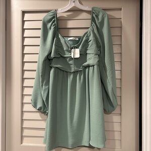 Altar'd State Green Ruffle Mini Dress